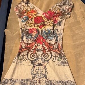 Floral Graphic Dress with Heart Design